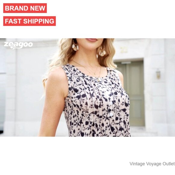 Flowy A-Line Midi Tank Dress with Pockets Casual Summer Sundress - Picture 7 of 7